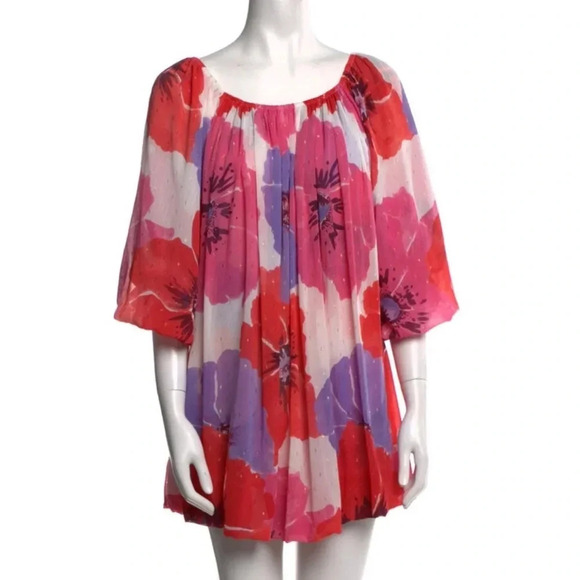 Misa Devon Floral Off Shoulder Mini Dress in Poppy Love Size S NWT - Picture 2 of 12